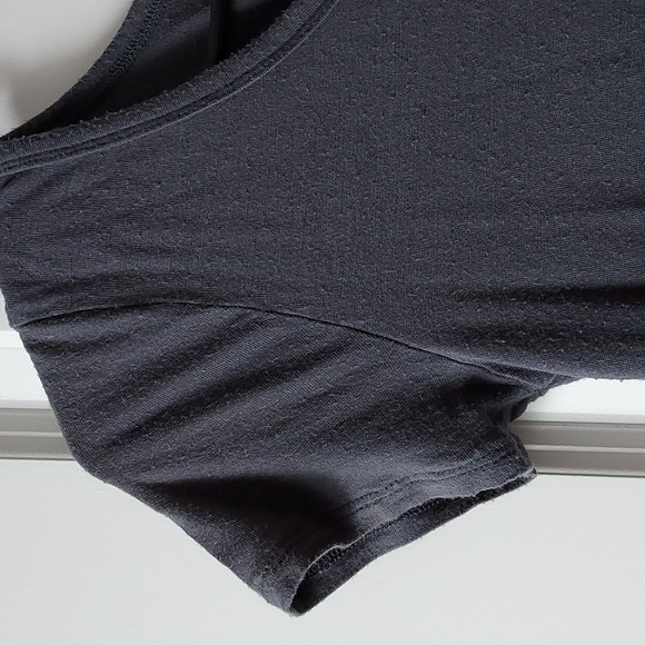 American Dream shkrt sleeve high/low grey pink flower print small - Picture 2 of 7